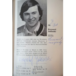 XI MIĘDZYNARODOWY KONKURS PIANISTYCZNY IMIENIA FRYDERYKA CHOPINA [autograf Krzysztofa Jabłońskiego, 1985 r.]