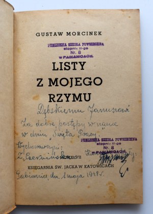 MORCINEK GUSTAW Letters from my Rome [1947] illustrations: P. Steller, K. Badura, S. Westwalewicz