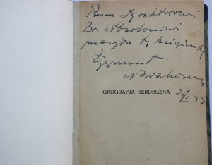NOWAKOWSKI ZYGMUNT Geografja serdeczna [dedication from the author, with 31 illustrations by Kamil Mackiewicz, 1931].