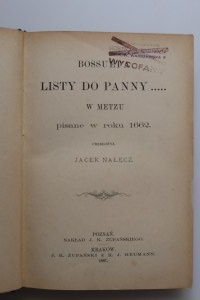 BOSSUET'A Listy do panny ... w Metzu pisane w roku 1662 [POZNAŃ 1887]