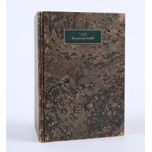LENART Bonawentura - Konserwacja książki zabytkowej i jej oprawy. Wilno 1926. Drukarnia Lux w Wilnie. Koło Wileńskie Związku Bibliotekarzy Polskich Uczestnikom Drugiego Zjazdu Bibliofilów Polskich w Warszawie 31 paźdz.-2 listop. 1926. [oprawa A. Semkowi