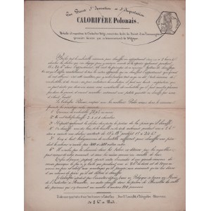 [KALORYFER POLSKI] Par Brevet d'Invention et d'Importation. CALORIFERE POLONAIS. [Prospekt reklamowy nowatorskiego systemu ogrzewania mieszkań] [Batignolles, b. d. wyd., zapewne ok. poł. XIX w.]