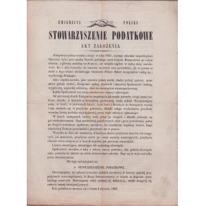 Tax Association in Paris] Emigracya Polska : tax association : act of foundation. Paris 1862. printing house of L. Martinet, 2 Mignon street.
