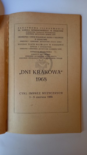 Days of Krakow 1968 Program