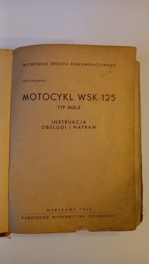 Motorcycle WSK 125 service and repair manual 1960 op Mitkowski