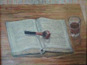 Martwa natura z książką i fajką Julian Żebrowski