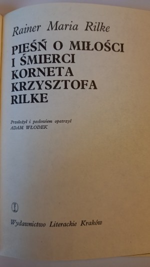 Song of Love and Death by Kornet Christopher Rilke Rilke Rainer Maria