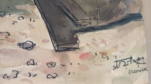 Boats at the shore of Czerwinsk Stanislaw Rolicz 1959 /S.