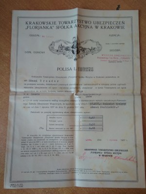 Compagnie d'assurance Cracovie Florjanka Lviv 1937.