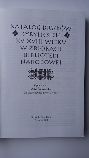 Katalog cyrilských tisků 15.-18. století ve sbírce Národní knihovny /m.