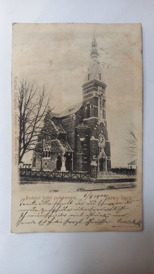 Kostel státní dráhy Nowy Sącz před rokem 1900.
