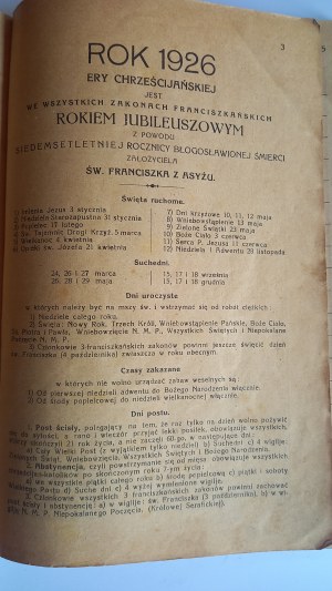 Jubilee bell calendar of the Third Order of St. O.N. Francis 1926 /m.