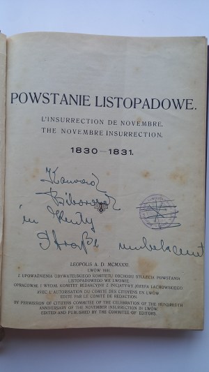 Listopadové povstání L'Insurrection De Novembre ... Lvov 1931 /m.