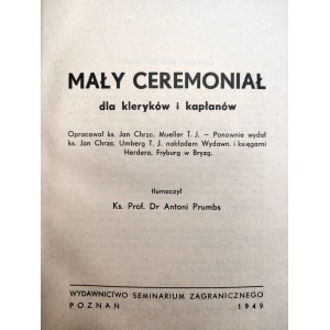 Prumbs A. - A small ceremonial for seminarians and priests - Poznań 1949