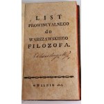 SUROWIECKI- LIST PROWINCYALNEGO DO WARSZAWSKIEGO FILOZOFA Wilno 1817 [masoneria]