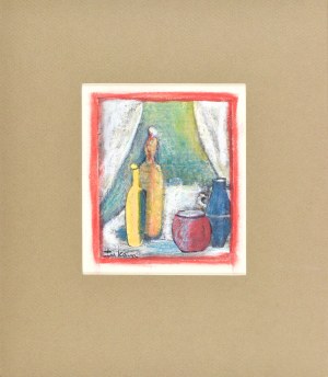 Eugeniusz TUKAN-WOLSKI (1928-2014), Martwa natura z flaszkami na stole