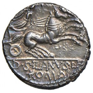 Junia - D. Silanus L. f. - Denario (91 a.C.) Testa di R…