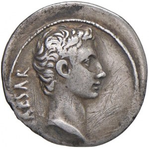 Augustus (27 pred n. l. - 14 n. l.) Denár (Samos) Hlava a d. - ...
