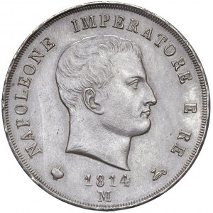 Napoleone I (1804-1814) Milano - 5 Lire 1814 Puntali sa…