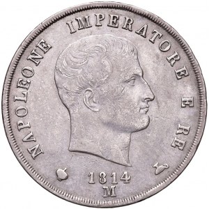 Napoleone (1804-1814) Milano - 5 Lire 1814 puntali aguz…