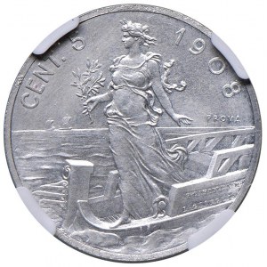 Victor Emmanuel III (1900-1946) 5 Cents 1908 Prov...