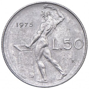 REPUBBLICA ITALIANA (1946-) 50 lirów 1975 wybite w...
