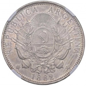 ARGENTINA Peso 1882 - KM 29 AG In slab NGC UNC DETAILS ...