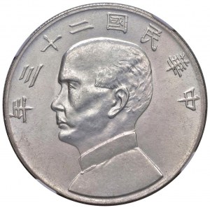 CINA Dollaro 23 (1934) - KM Y345; L&M 110 AG In slab NG…