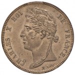 FRANCE Charles X (1824-1830) 10, 5 and 2.50 cents Essa...