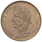 FRANCE Charles X (1824-1830) 10, 5 and 2.50 cents Essa...