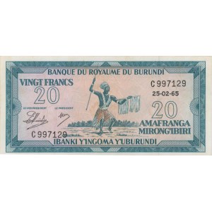 BURUNDI 20 Francs 25/02/1965 - Pick #10 - Macchioline…