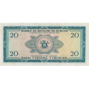 BURUNDI 20 Francs 25/02/1965 - Pick #10 - Macchioline…