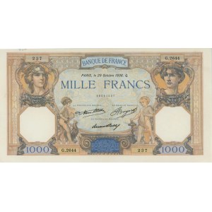 FRANCE 1000 Francs Ceres and Mercury 29-10-1936 - Pick #7...