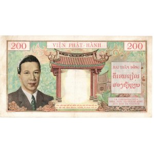 FRENCH INDO-CHINA 200 Piastres 1953 - Pick #109 - Press…
