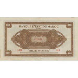 MAROC 1000 Francs 01-08-1943 - Pick #28 - Restauration...