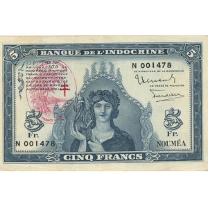 NEW HEBRIDES 5 Francs 1945 - Pick #5…