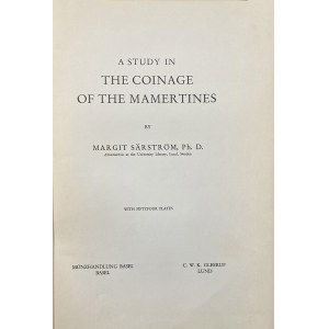 M. Sarstrom, A study in the coinage of the Mamertines, …