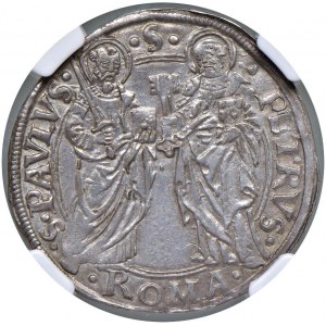 Paolo II (1464-1471) Grosso - Munt. 12 AG In slab NGC M...