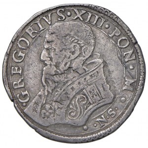 Gregor XIII. (1572-1585) Fano - Testone - Munt. 370 AG...