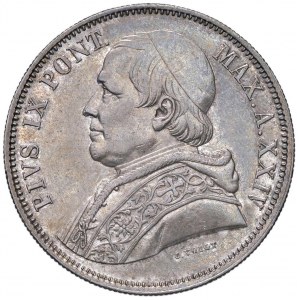Pio IX (1846-1878) 5 Lire 1870 A. XXIV - Nomisma 860 AG...