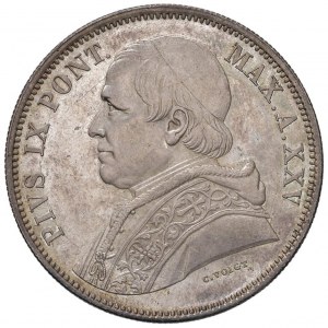 Pio IX (1846-1878) 5 Lire 1870 A. XXV - Nomisma 861 AG ...
