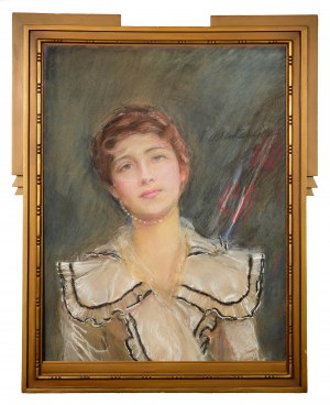 Teodor AXENTOWICZ (1859-1938), Portret kobiety w białej sukni