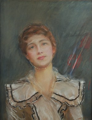 Teodor AXENTOWICZ (1859-1938), Portret kobiety w białej sukni