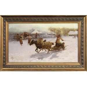Adam Kazimierz CIEMNIEWSKI (1866-1915), Na saniach, 1894