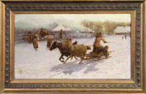 Adam Kazimierz CIEMNIEWSKI (1866-1915), Na saniach, 1894