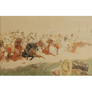 Wojciech KOSSAK (1856-1942), Szarża 3. Pułku Ułanów Obrony Kraju