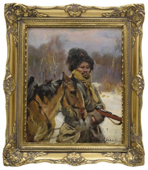 Wojciech KOSSAK (1856-1942), Kozak z koniem, 1924