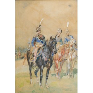 Antoni TRZESZCZKOWSKI (1902-1977), Książę Józef Poniatowski z generałami Stanisławem Fischerem i Michałem Sokolnickim
