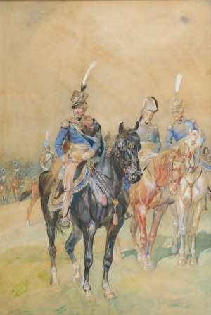 Antoni TRZESZCZKOWSKI (1902-1977), Książę Józef Poniatowski z generałami Stanisławem Fischerem i Michałem Sokolnickim