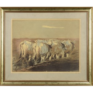 Leon WYCZÓŁKOWSKI (1852-1936), Ploughing in Ukraine